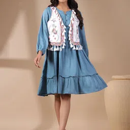 Nyaro Women Floral Crop Open Front Jacket with Embroidered-12