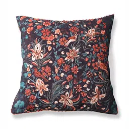 ONSETHOMES Rust & Navy Blue Floral Square Cushion Covers-picture-2