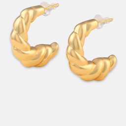 SOHI Set Of 2 Gold-Plated Simplicity Hoop Heart Shaped Studs Earrings image 4