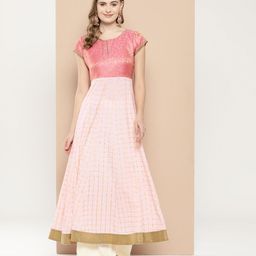 MBE Checked Brocade Anarkali Pure Cotton Kurta-picture-38