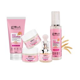 Globus naturals Set Of 5 Rice ceramide Toner -Face Wash- Scrub -Cream-Serum-28