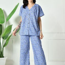 Laado - Pamper Yourself Women Floral Printed V Neck Top Pyjamas Night suit-image-96