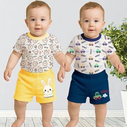 KidBee Kids Pack Of 2 Printed Short Sleeves T-shirt With Shorts-image-3