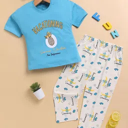 Toonyport Girls Printed Round Neck Pure Cotton T-Shirt With Trouser-image-9