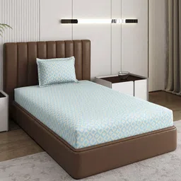 Monte Carlo Pixel Blue & Grey Printed 120 TC Single Bedsheet Set 1.52 m x 2.30 m-picture-8
