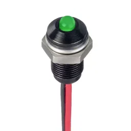 RS PRO Green Panel Mount Indicator 10.8-13.2V DC, Mounting Hole Size 6 mm, Termination Type Lead Wires, IP Rating IP67, Model No 1713801-34