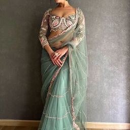 FILIB LONDON Embellished Mirror Work Net Saree image 2
