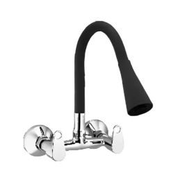 Jabra Dual Flow Sink Mixer Sky Series Brass Chrome Finish Wall Mount Black-image-71