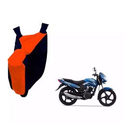 Auto Pearl Waterproof Two Wheeler Cover For TVS Star Sport (Orange & Blue)-image-77