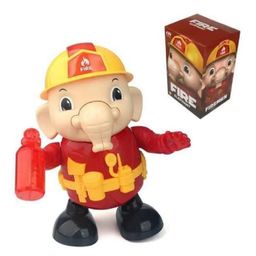 Musical Funny Dancing Fire Fighter Rescue Elephant Robot Toy For Kids with Colorful 3D Light Effects & Music Amazing Dancing Action Moves & Gift For Childrens - Red-21