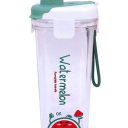 Spanker Tritan Cup Water Bottle Tumbler Spill Proof Lid Straw BPA Free for Kids School and Office Soft Handle Grip  Drinkware Green- 500 ml-image-25