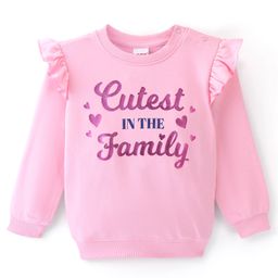 Babyhug 100% Cotton Knit Full Sleeves Sweatshirt With Text Graphics - Pink-image-66