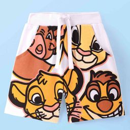 Babyhug Disney Terry Knit  Shorts With Lion King Print - White-image-23