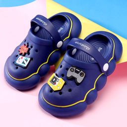 Babyoye Clogs with Backstrap Closure & Game Theme Applique - Royal Blue-image-44