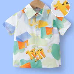 Mark & Mia Cotton Half Sleeves Abstract Animals Printed Shirt - Offwhite-image-68