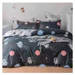 Famyo Kids' 85x95 In 4 Piece Super Soft Reversible Bedding set - Astronaut Design-10