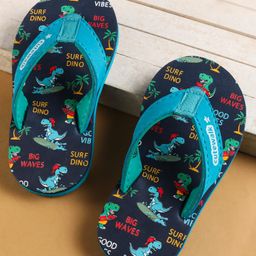 Cute Walk by Babyhug Slip on Flip Flops with Dino Print - Navy Blue-picture-11
