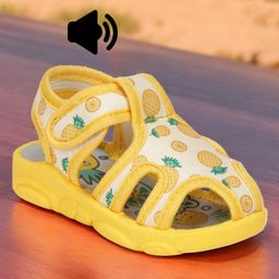 Lil Lollipop Pineapple Printed With Velcro Closure Musical Sandals - Mustard-image-70