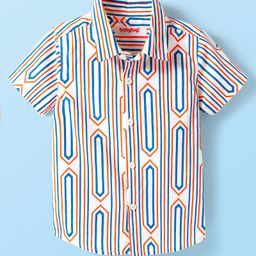 Babyhug Cotton Woven Half Sleeves Shirt With Abstract Print - White-image-57