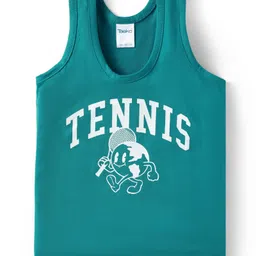 Taeko Single Jersey Knit Sleeveless Vests with Tennis Print - Blue-picture-23