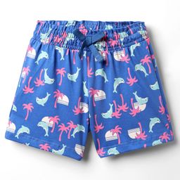 CUCUMBER Sinker Knit Above Knee Length Shorts With Dolphin Print - Royal Blue-image-64