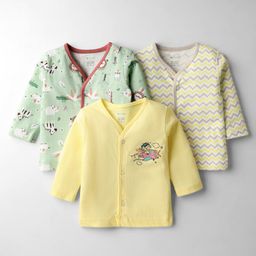 OHMS Single Jersey Knit Full Sleeves Jhablas with Jungle Theme Print Pack of 3 - Yellow & Light Green-image-88