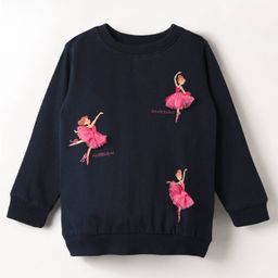BUMZEE Looper Knit Full Sleeves Dancing Fairy Printed Sweatshirt - Navy Blue-image-121