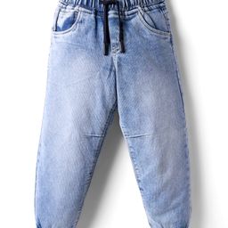 Olio Kids Denim Woven Full Length Solid Colour Jeans - Light Blue-picture-45