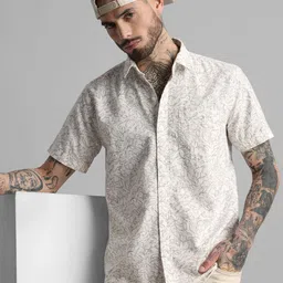 Klub Fox Men Slim Fit Spread Collar Floral Printed Cotton Casual Shirt-picture-26
