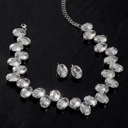 Yellow Chimes Rhodium Plated A5 Crystal Studded Jewellery Set-image-18
