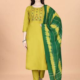 Moda Rapido Women Embroidered Regular Kurta with Trousers & With Dupatta-picture-41