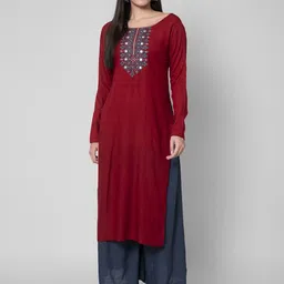 NYPA Women Floral Yoke Design Regular Mirror Work Kurta with Palazzos-8