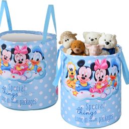 Polyester Pack of 2 Disney Kids Foldable 45L Toys Organizer for Kids Room | Sky Blue Storage Basket-13