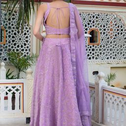 BAESD Embroidered Sequinned Semi-Stitched Lehenga & Unstitched Blouse With Dupatta image 2