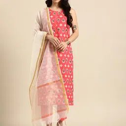 Anouk Women Floral Printed Kurta & Trousers With Dupatta-11