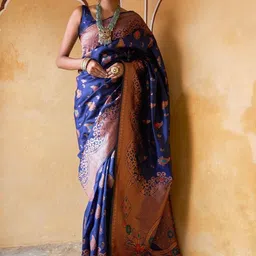 BlueRang Woven Design Zari Banarasi Saree-image-39