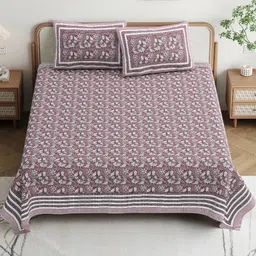 Shubastik 210 TC Pure Cotton King Size Bedsheet With 2 Pillow Covers (Size-90 X 108 Inch)-picture-32