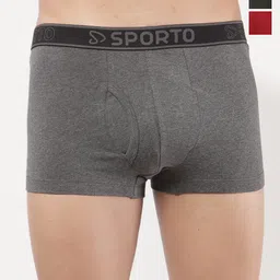 Sporto by Macho Men Pack Of 3 Super Combed Cotton Trunks Sprto_M1022-A(1)-Olv(1)-R(1)-L-picture-4