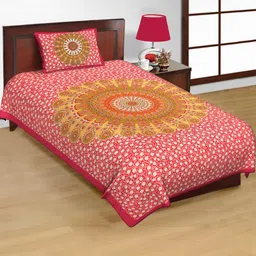 Salgia Red 144 TC Single Bedsheet with 1 Pillow Covers-picture-45