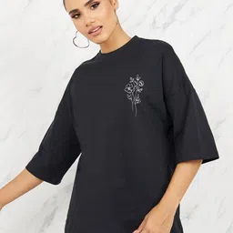 SZN Floral Printed Round Neck Oversized Cotton Casual T-shirt-picture-37