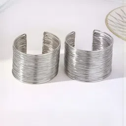Anouk Women Set Of 2 Rhodium-Plated Cuff Bracelets-picture-36