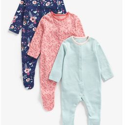 mothercare Infant Girls Pack Of 3 Multicoloured Pure Cotton Sleepsuits-26