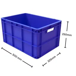 SINGHAL Multipurpose Portable Blue Plastic Crate/Shelf Basket for Large Storage Bin image 2