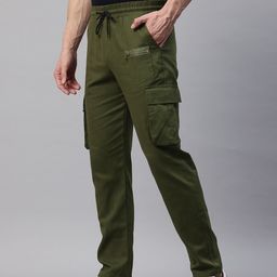 POSHAX Men High-Rise Cotton Cargos Trousers-image-60