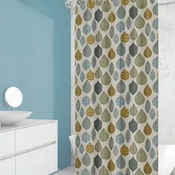 ArtzFolio Beige & Green Printed Waterproof Shower Curtain-image-80
