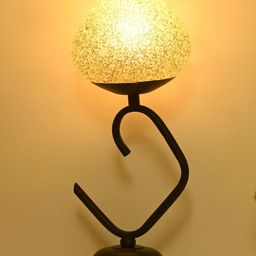 SOMIL Gold-Toned Printed Glass Cylindrical Shaped Table Lamp-image-21