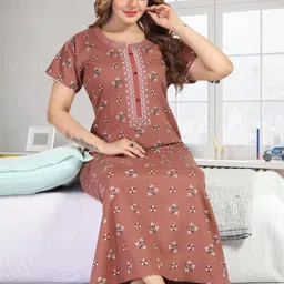 TRUNDZ Floral Print Pure Cotton Maxi Nightdress-image-43