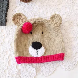 Woonie Kids Embroidered Teddy Bear with Pom Pom Beanie-picture-49