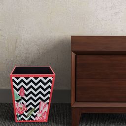 SEJ by Nisha Gupta White & Black Printed Wooden Open Dry Bin-32