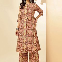 KALINI Floral Printed Pure Cotton Straight Kurta with Palazzos-image-53
